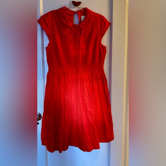 Kate Spade Courtney red eyelet Peter Pan collared dress sz 10 - Picture 3 of 7